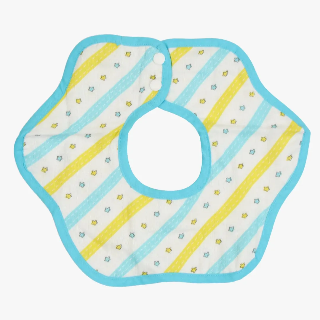 Buzzing bees  - Reversible Bib 0 To 12 Months (Organic Muslin Cotton)