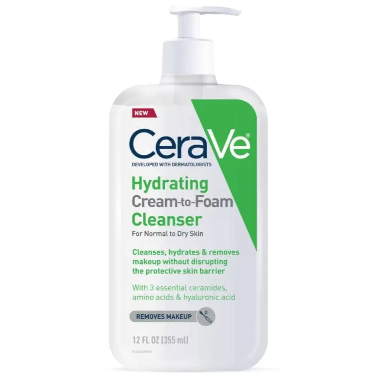 CeraVe Hydrating Cream to Foam Cleanser for Normal to Dry Skin