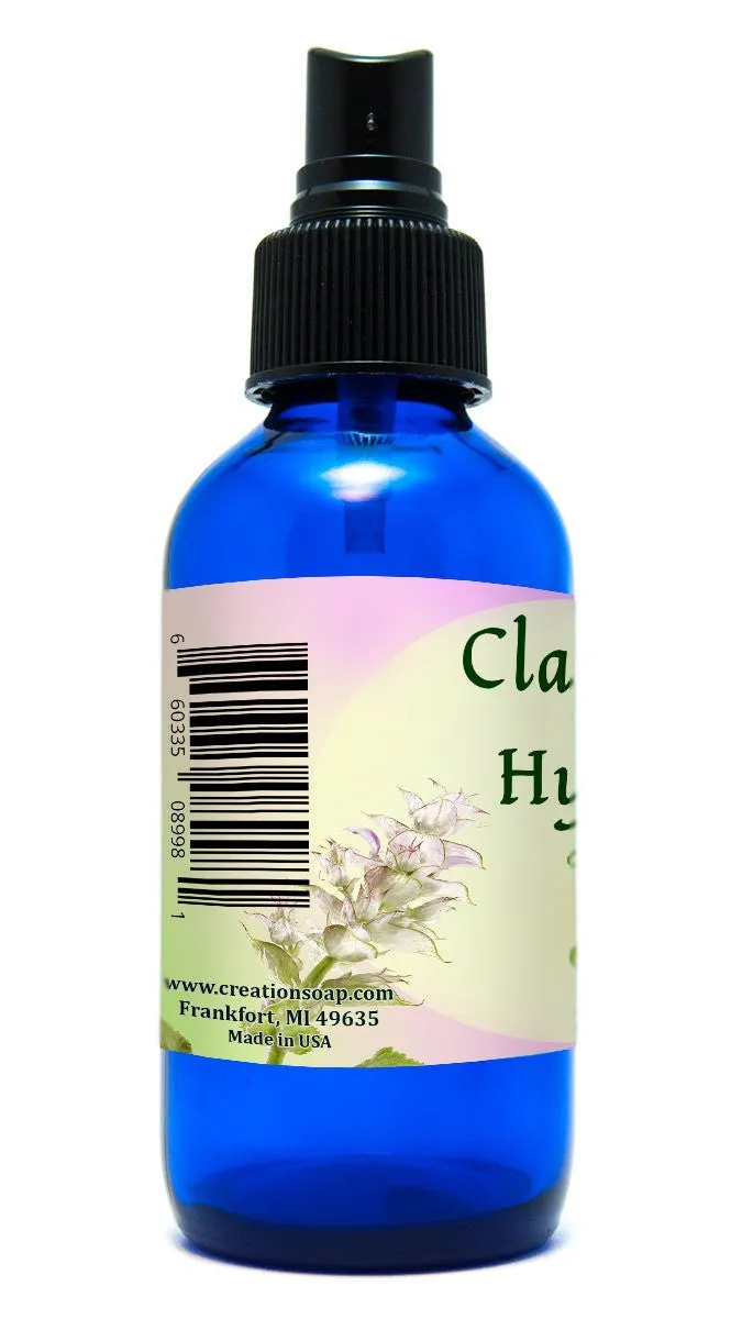 Clary Sage Hydrosol - Claire Sage Hidrosol - Refreshing Aromatherapy Pure Facial Toner 4 oz Mister