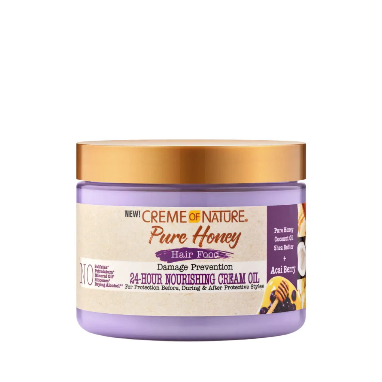 Creme of Nature Pure Honey Hair Food Damage Prevention 24-Hour Nourishing Cream Oil 4.7oz