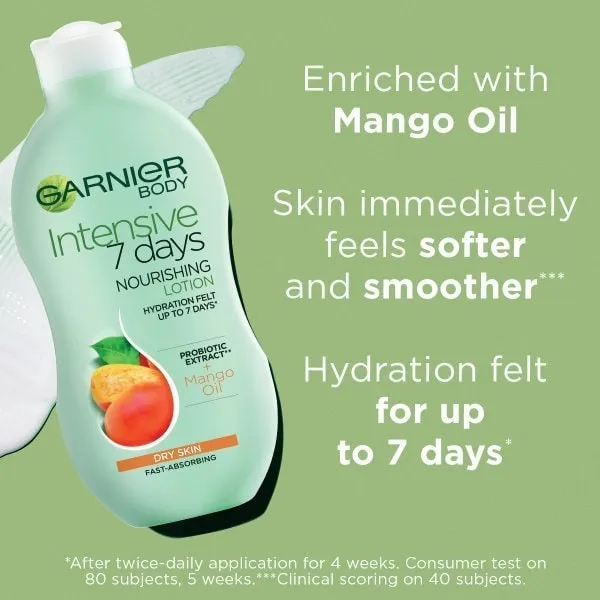 Garnier Intensive 7 Days Mango Probiotic Extract Body Lotion Dry Skin