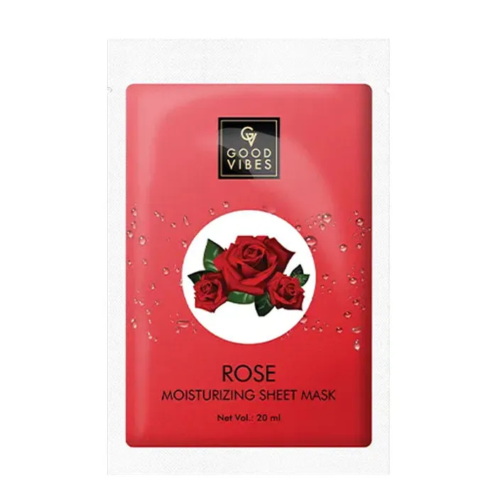 Good Vibes Rose Moisturizing Sheet Mask | Lightweight, Antioxidant, Nourishing | No Animal Testing (20 ml)