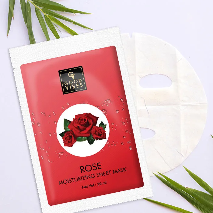 Good Vibes Rose Moisturizing Sheet Mask | Lightweight, Antioxidant, Nourishing | No Animal Testing (20 ml)