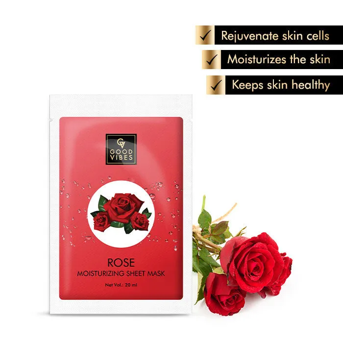 Good Vibes Rose Moisturizing Sheet Mask | Lightweight, Antioxidant, Nourishing | No Animal Testing (20 ml)