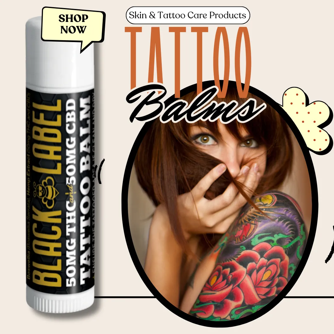 THC Tattoo & Skin Balm - Black Label,  50mg Delta-9 THC (Loose Case of 6 balms)